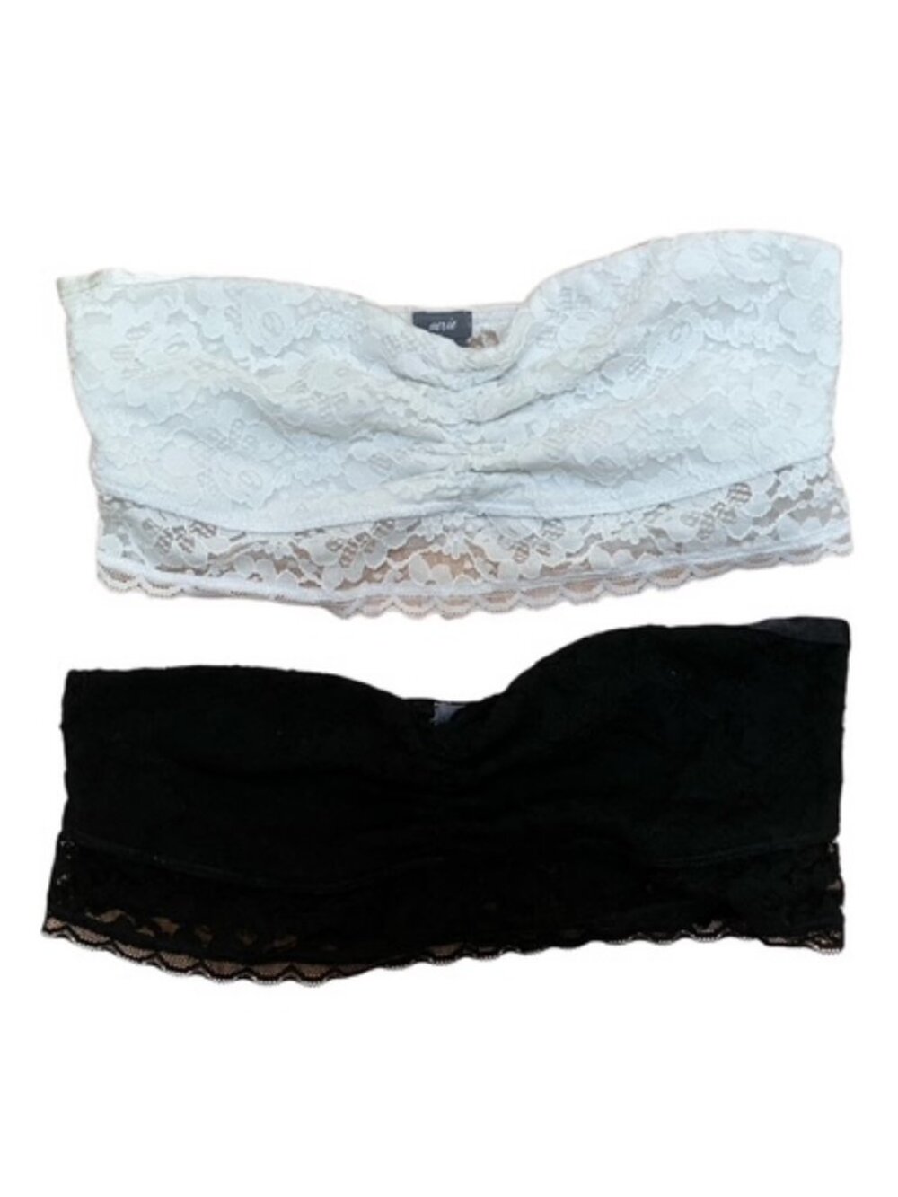 Aerie Black and white lace Bandeau Bralette Bundle Size S